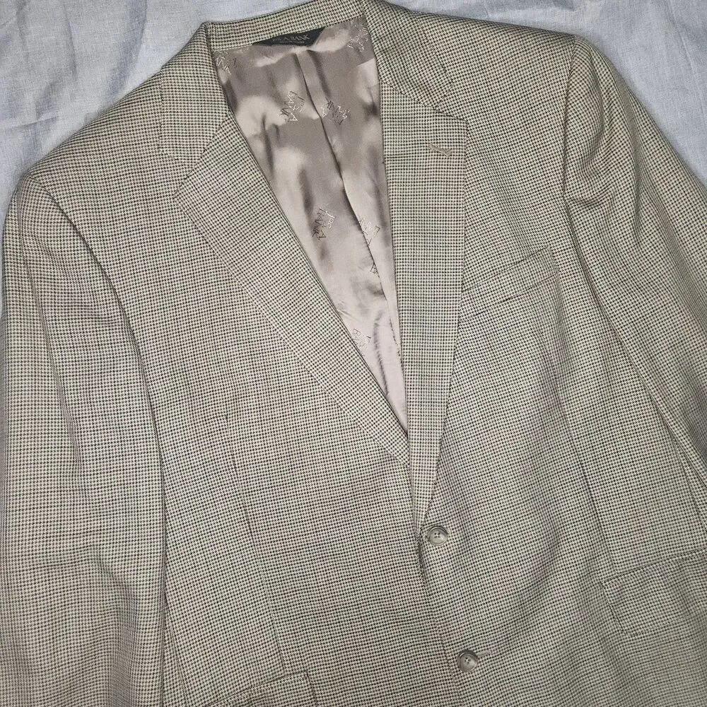 Jos A Bank Signature Gold Gordon Suit Jacket Blazer Mens 46L Silk Wool